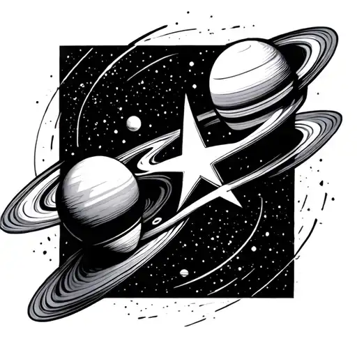 Main Star With Planets Orbiting