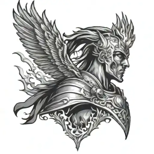 A Mystical Warrior Merging With The Energy Of A Flaming Cardinal Head Profile