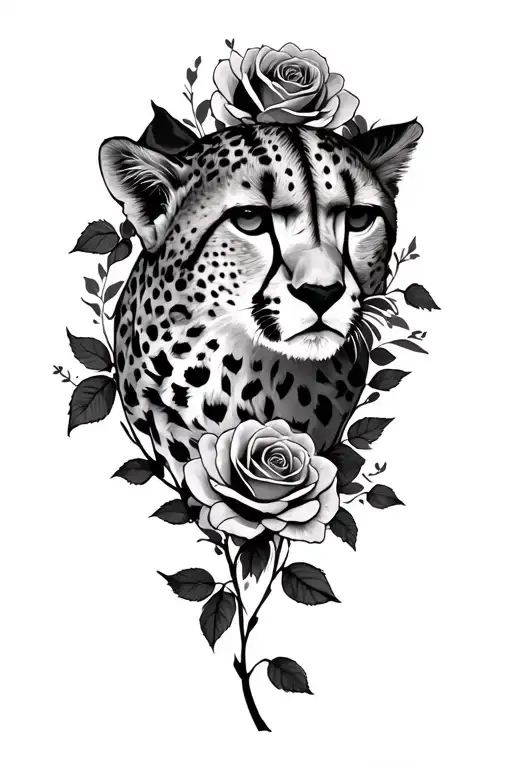 Cheetah And Roses