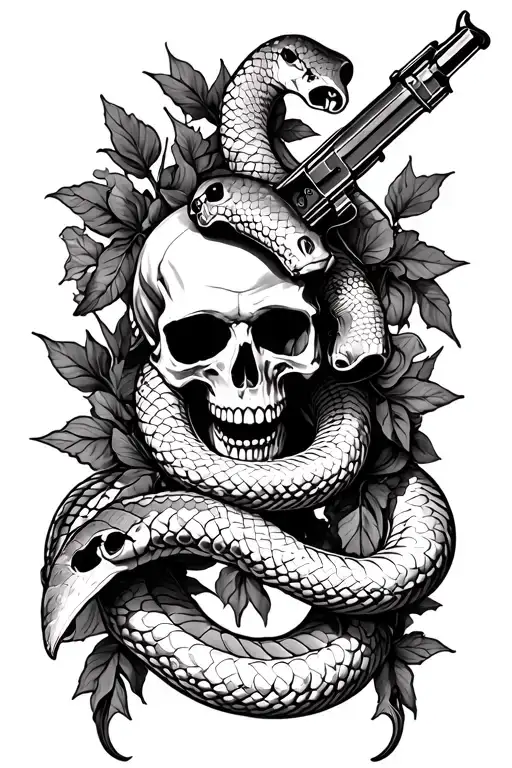 Guns N Roses With Skull Snakes And Vines