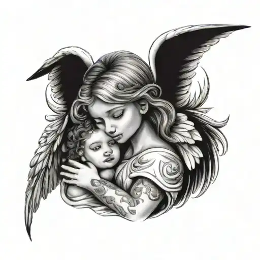 An Angel Hugging Her Angel Daughter