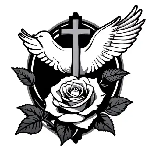 Dove Cross And Rose