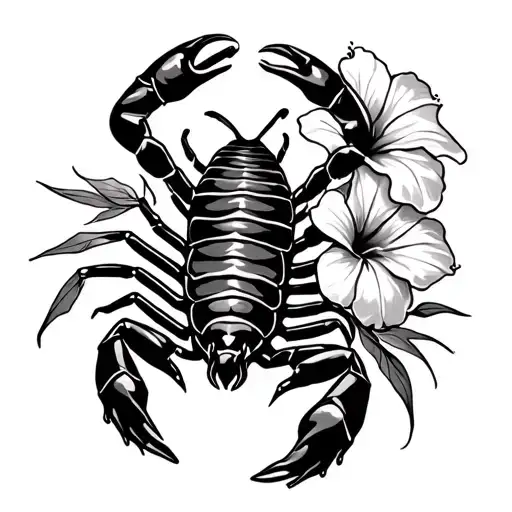 Scorpion With Hibiscus Flower Growing