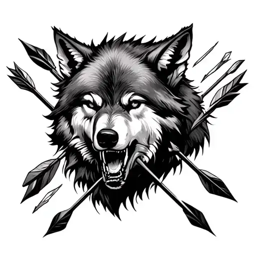 Crying Wolf Shot By Arrows Full Body
