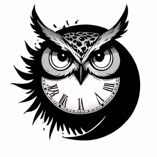 Owl Face Moon Clock