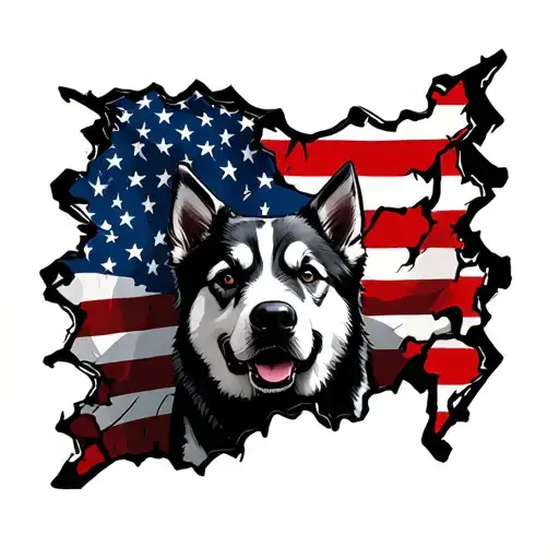 Thw Word Doge With American Flag Ripped Skin Opening