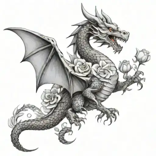 Dragon With Flowers And Orb