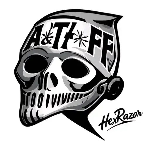 Guy Faux Style Mask With The Letters At&f And The Name Hexrazor Worked Into It