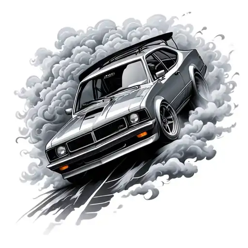 Car Drifting With Clouds Surrounding