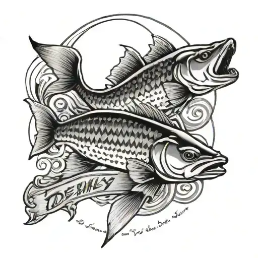 A Tattoo For My Grandpa And His Name Dewey In The Middle And He Liked To Fish