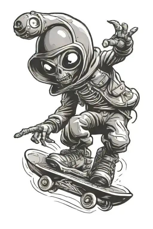 Alien Riding A Snowboard Wearing A Beanie Jacket And Baggy