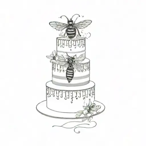 A Wedding Cake Bees Flying Together