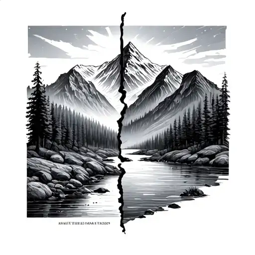 Mountain Range Split By A River