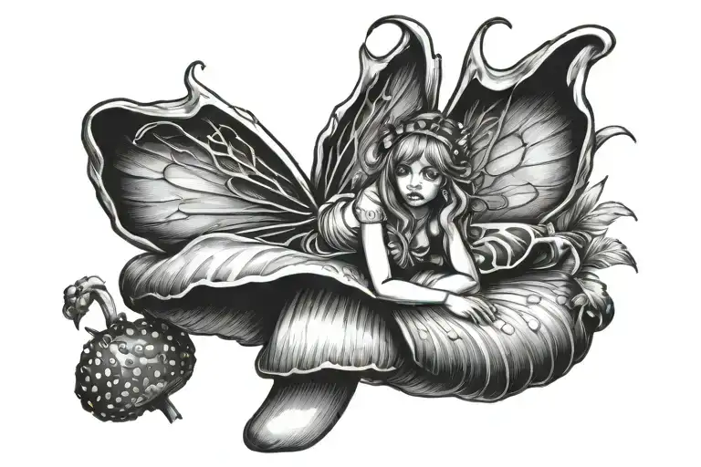 Fairy Lying On A Mushroom