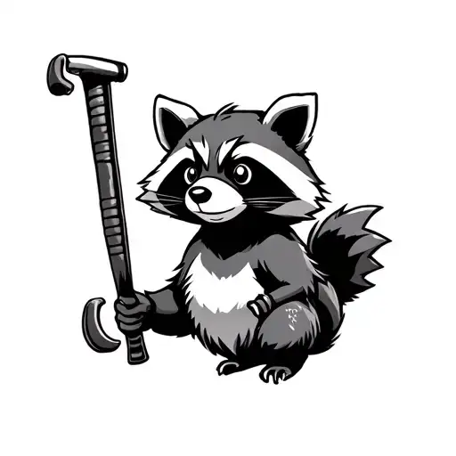 Cartoon Raccoon With Nunchucks
