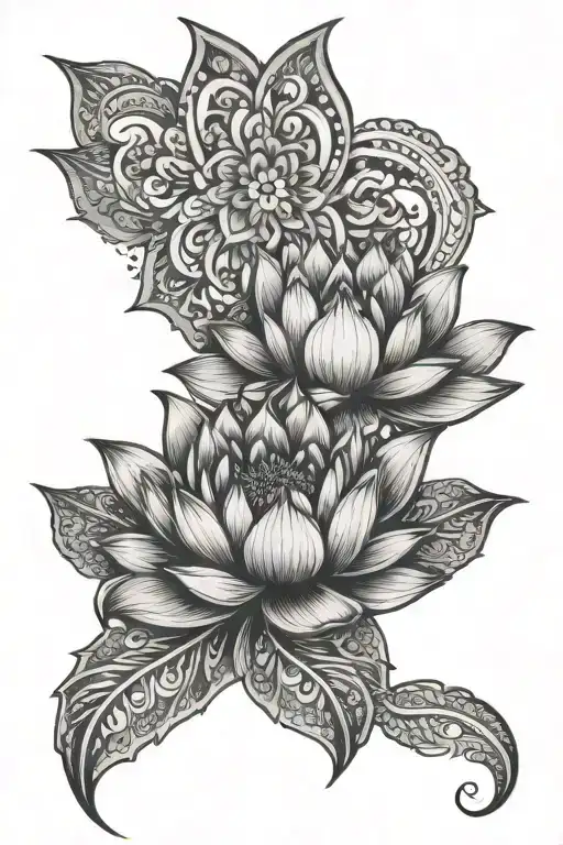 Mandala And Lotus Flower