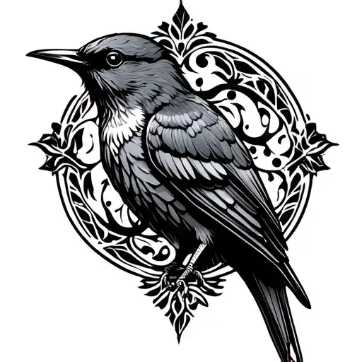Gothic Ancient Swallow Bird