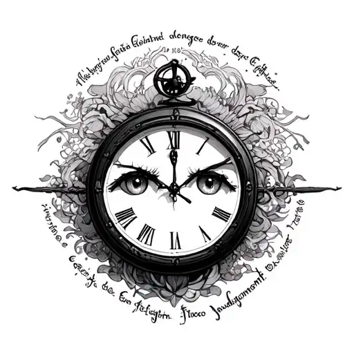 Eyes Inside Clock With Judgement And Acceptance Written In Japanese