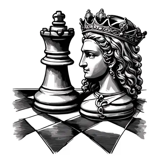 King And Queen Chess Piece On A Chess Board