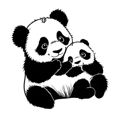 Maman And Baby Panda Holding