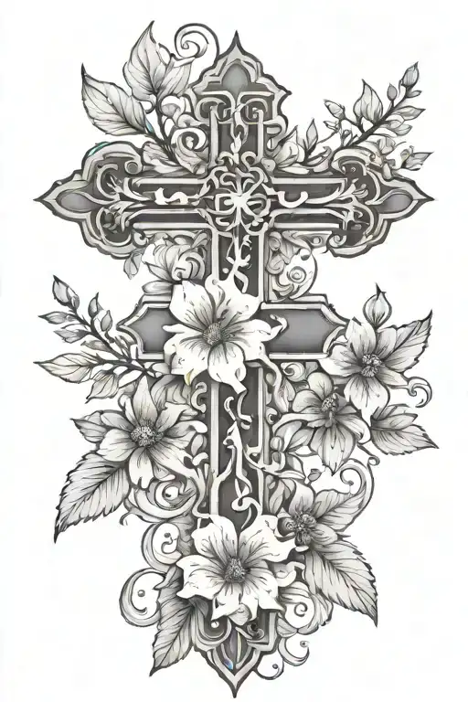 Cross With Birth Flowers Symbolizing