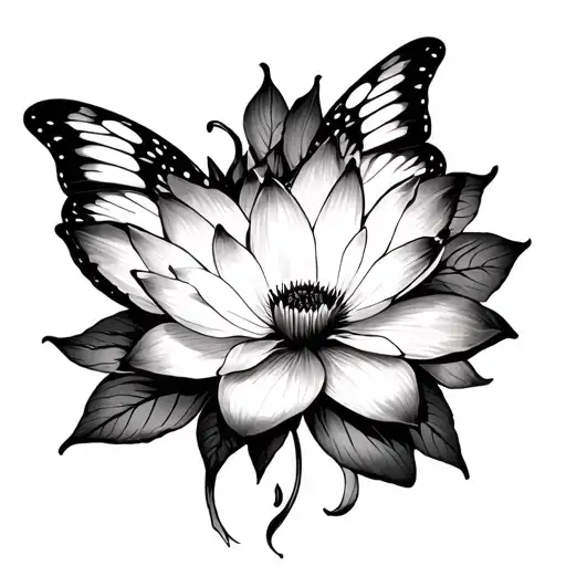 Flower And Butterfly Mandela Lotus