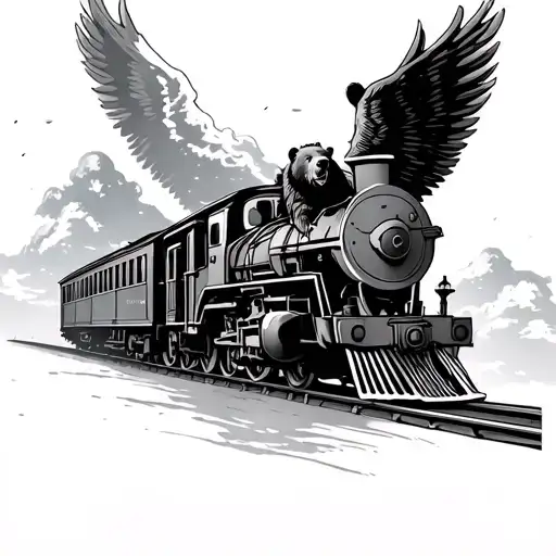 Bear Riding A Train In Heaven Gates