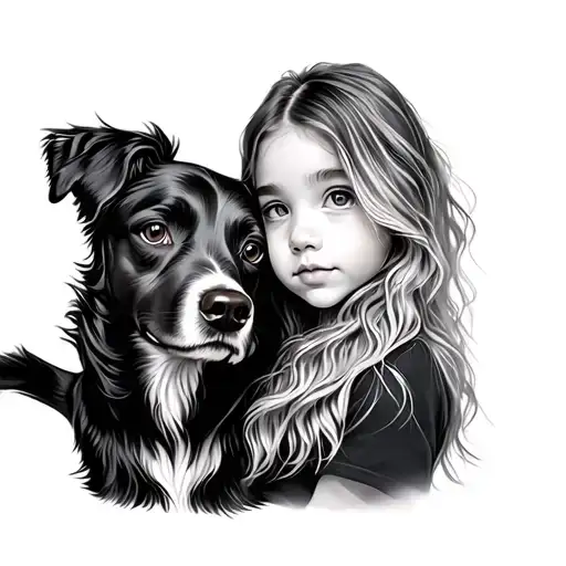 Daughter And Pet Dog Retriever