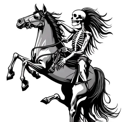 Skeleton On A Horse Jumping Down Side Profile