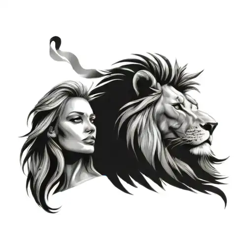 Lion And Woman Face