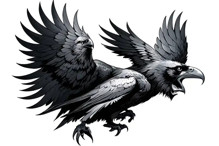 Norse Ravens Huginn And Muninn Screaming