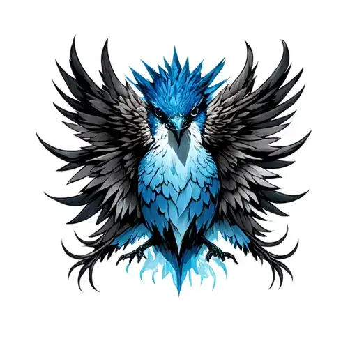 Blue Wren Turning Into A Blue Ice Phoenix Rising