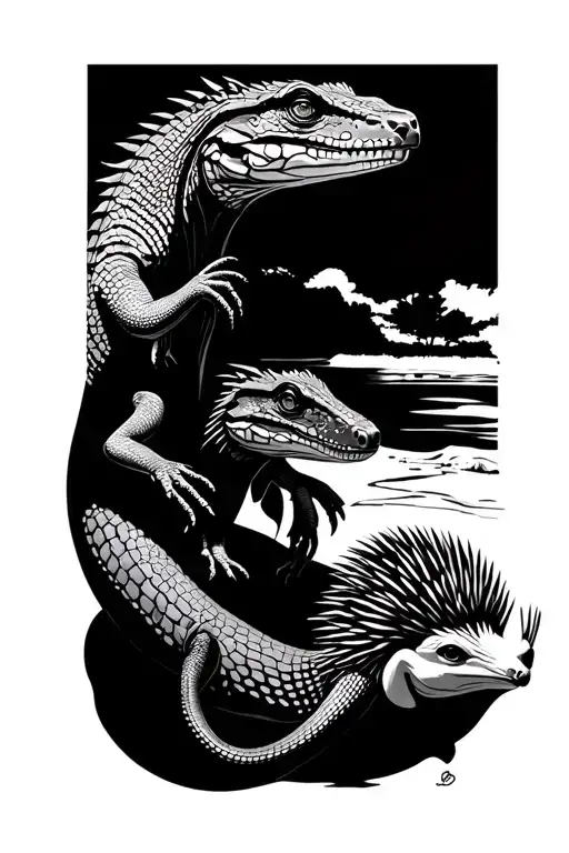 Goanna And Echidna Bush To Beach