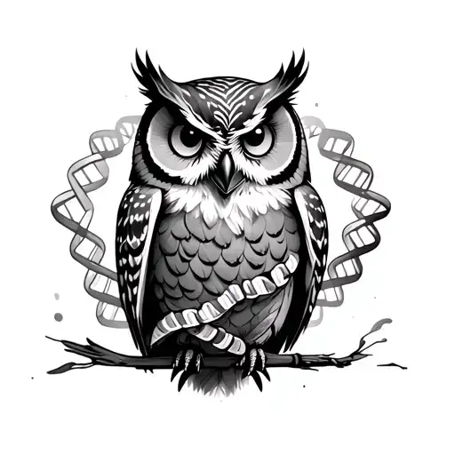 Owl Carrying A Strand Of Dna Double Helix
