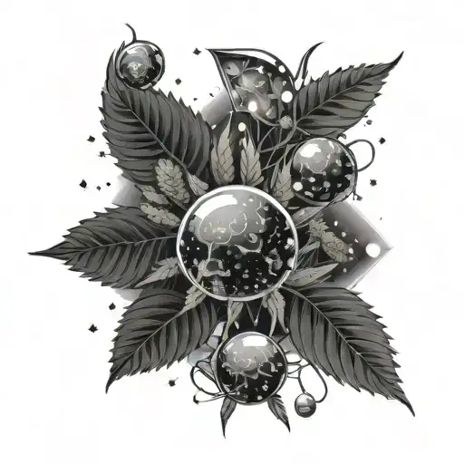 A Cosmic Scene With Planets Made Of Cannabis Buds And Led Lights Shining In The Background