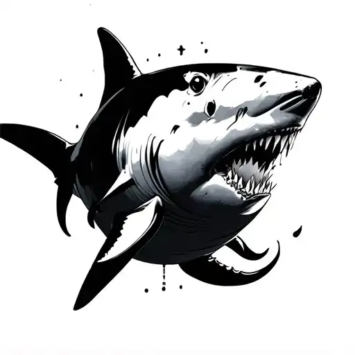 Minimalist Abstract Shark Black Line
