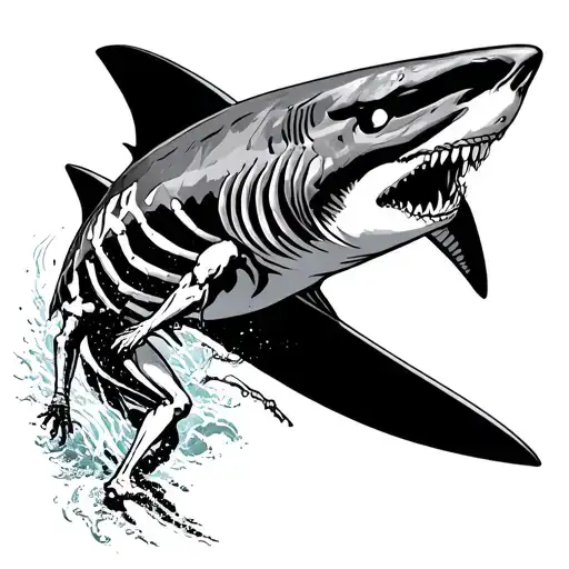 Skeleton Surfing A Shark