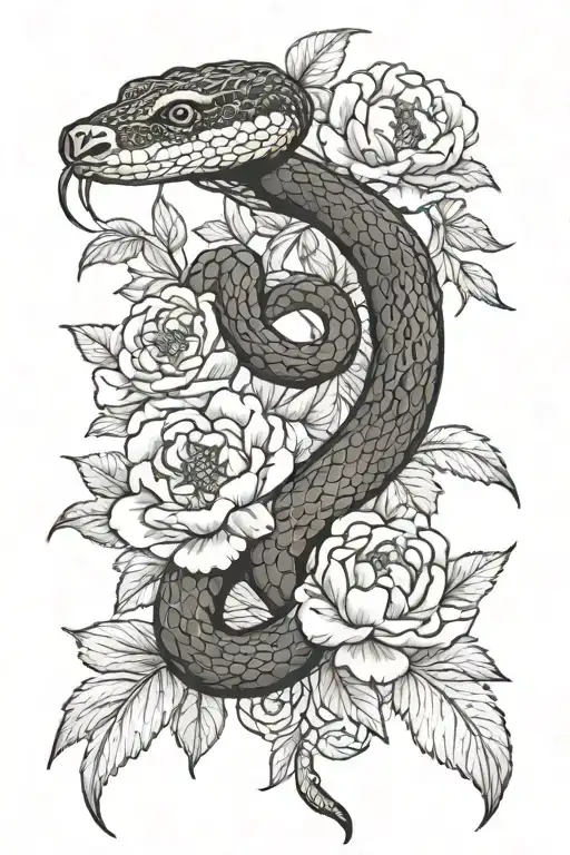 Snake Langsworth With Peonies