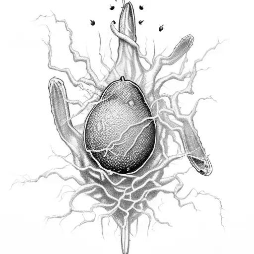 An Avocado With Spider Legs And Lightning-shaped Seeds
