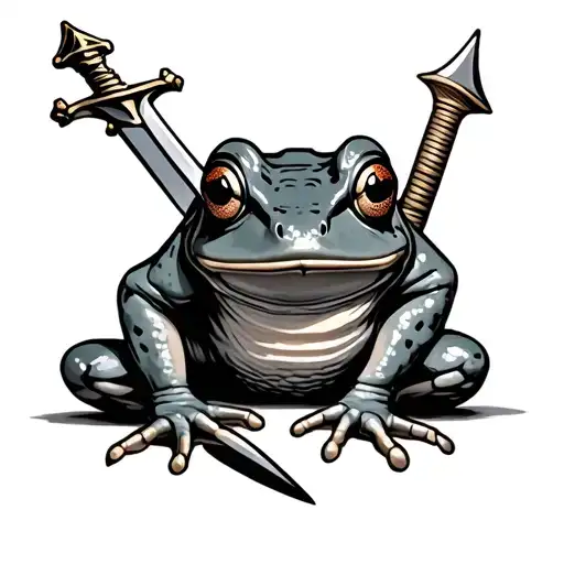 Frog With A Sword Top On A Mash