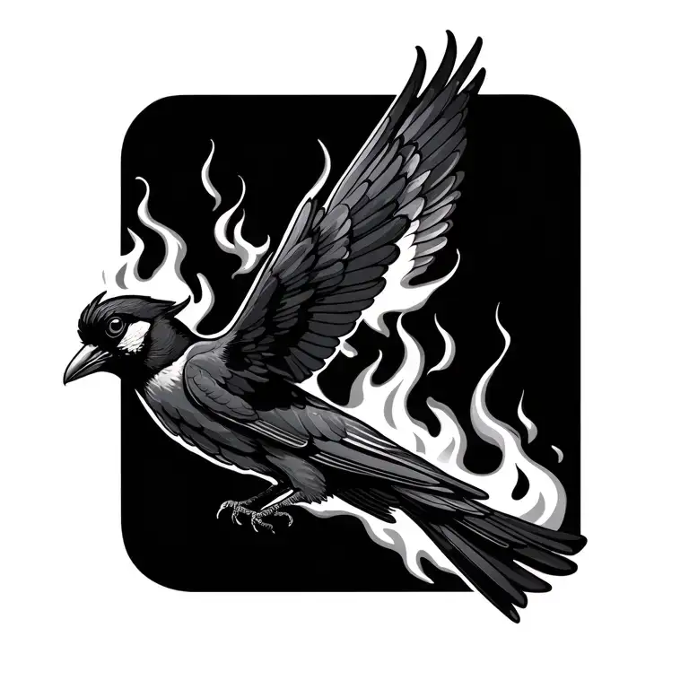 Birds And Fire Flames