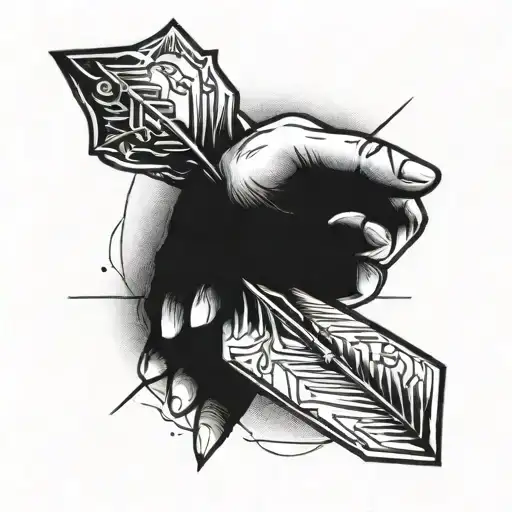 Hand Holding Arrow On Fore Arm