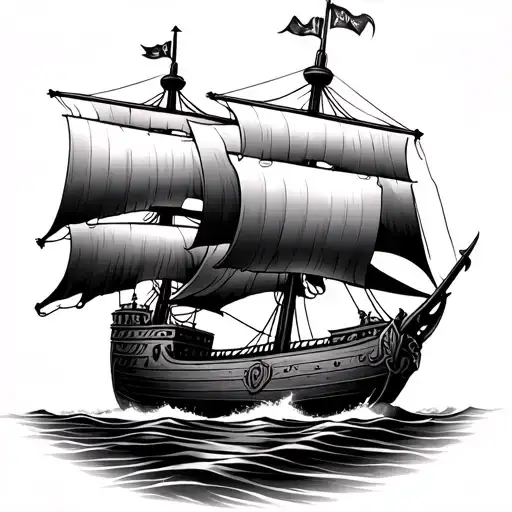 Viking Ship Sailing With A Beautiful Backdrop With Some Colors