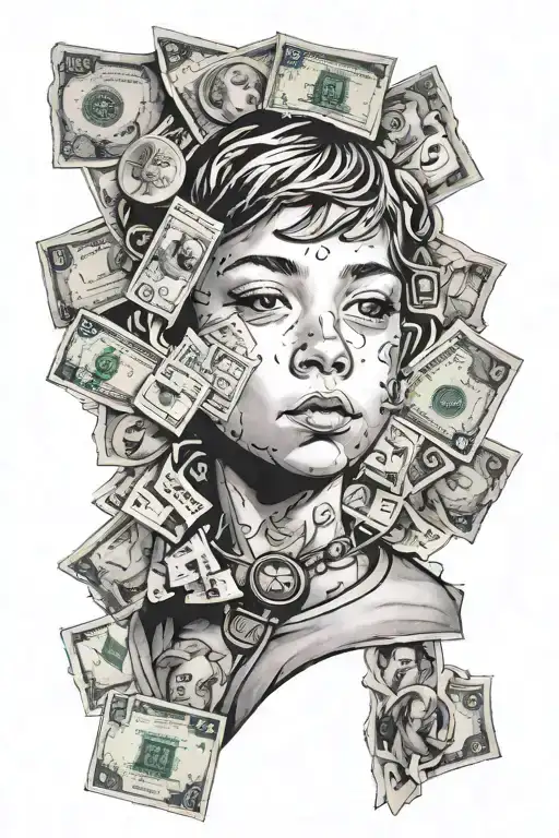 A Portrait Of Yourself As A Child Surrounded By Money Symbols