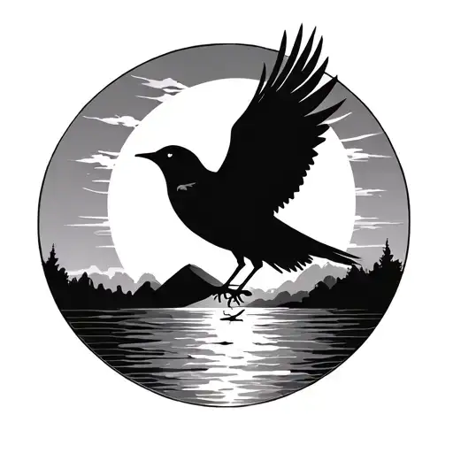 Bird And Sun Setting