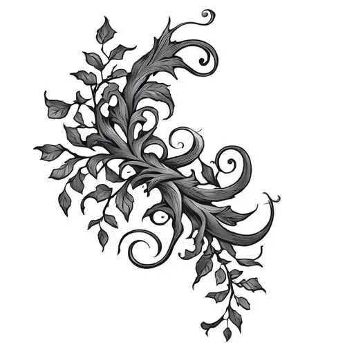 Laural Vine Curled Under Breast