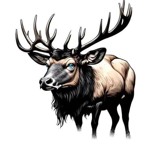 Bull Elk With Blue Eyes
