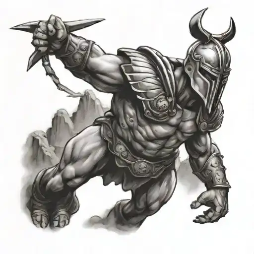 Gladiator Standing Triumphantly Atop A Mountain Peak