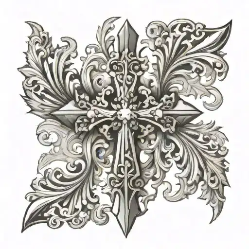 Catholic Cross With 2005 Mixed With Acanthus Leaves