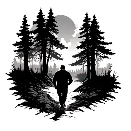 Man Walking Through Forest